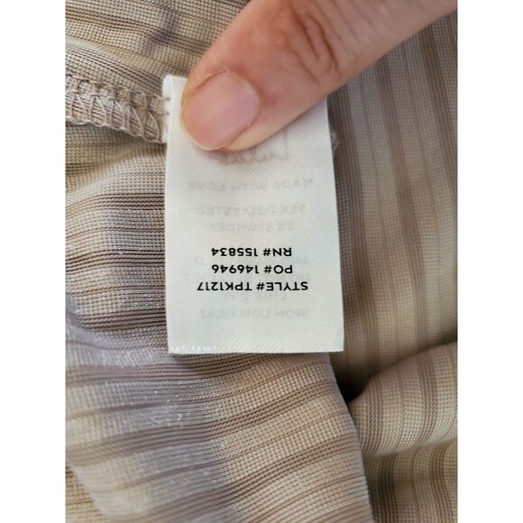 Lulu's Obvious Favorite Taupe Velvet Striped Mock Neck Long Sleeve Top S EUC - Picture 5 of 9